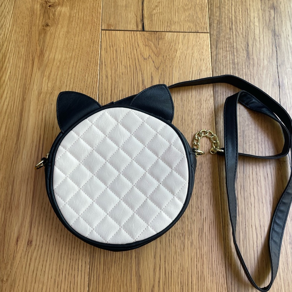 RARE Betsey Johnson Black and White Cat Ear Bag